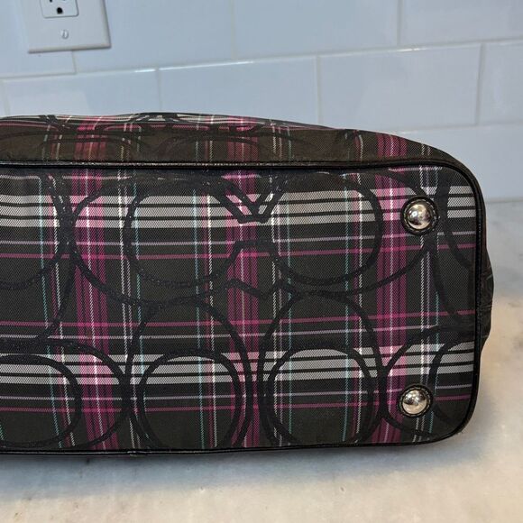 Coach Bag Purse Handbag Signature Tartan Plaid Kisslock Satchel Shoulder - Picture 8 of 16